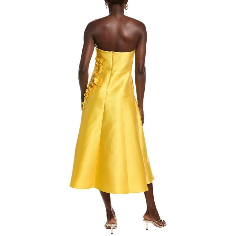 Badgley Mischka Womens Gazar 3D Midi Dress, Yellow - Picture 2 of 3